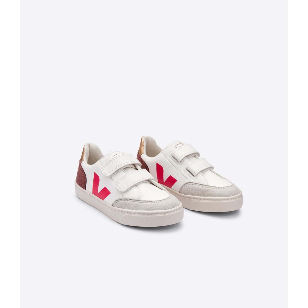 Veja V-12 CHROMEFREE Kids' Sneakers White/Red | NZ 885SGL